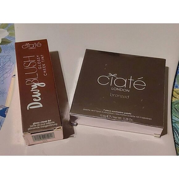 NIB~Ciate London Dewy Blush Glossy Cheek Tint & Bronzed 9 Pc Eyeshadow Palette - Picture 1 of 4